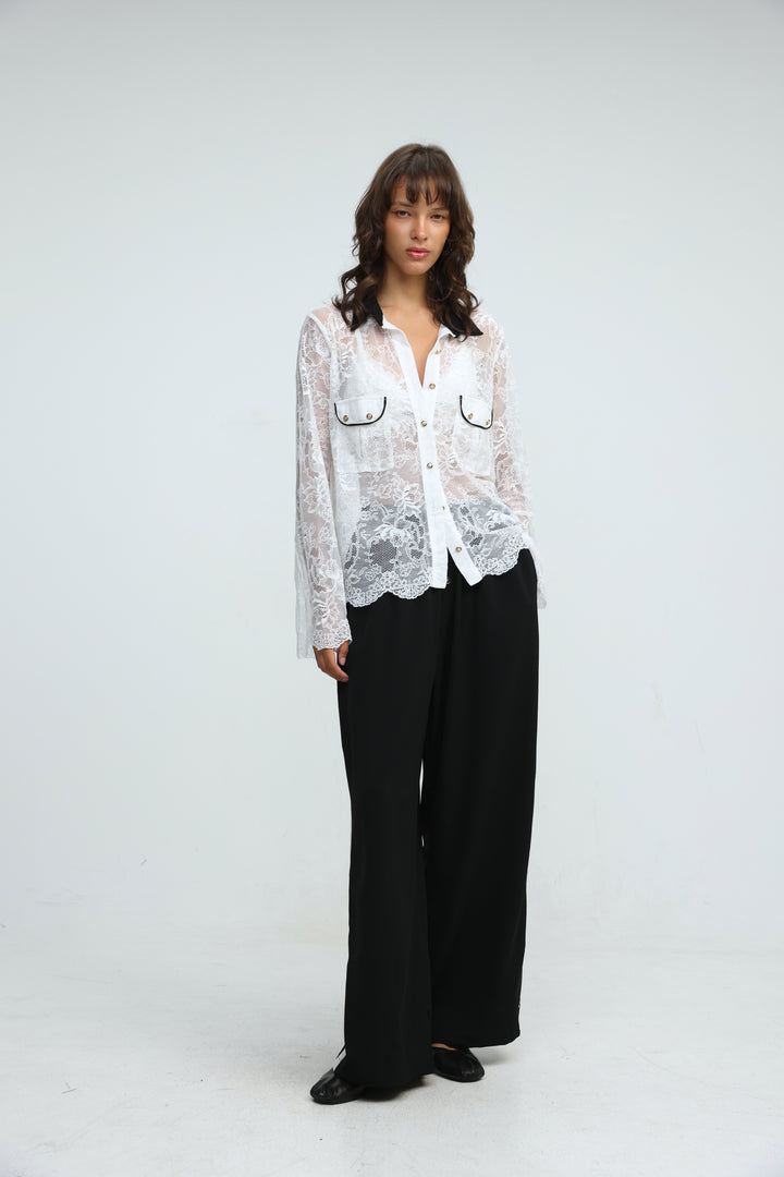 Lace Buttoned White Shirt