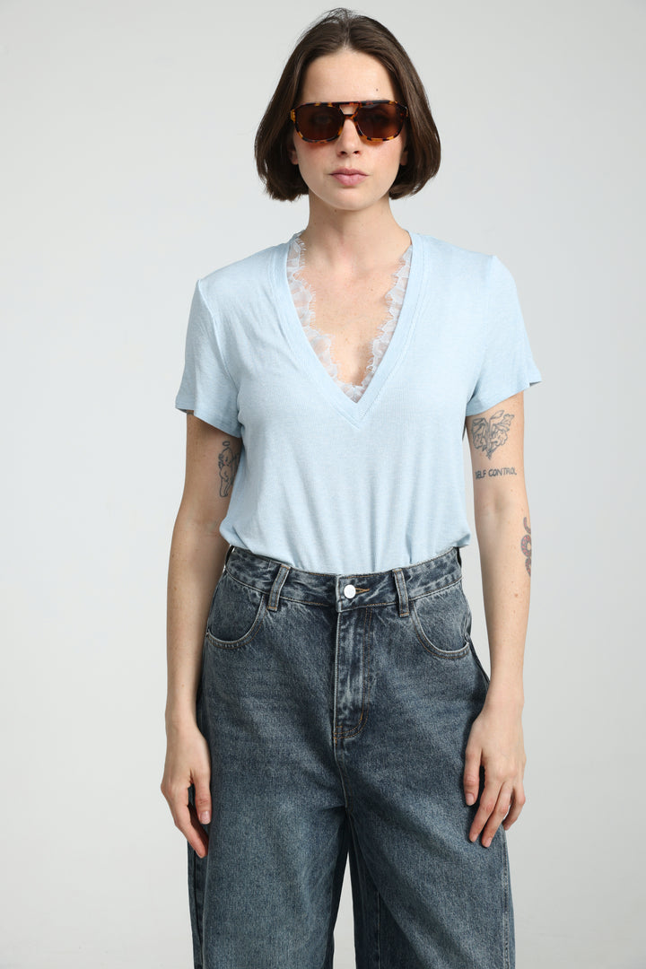 Mystery Light Blue Rib T-Shirt