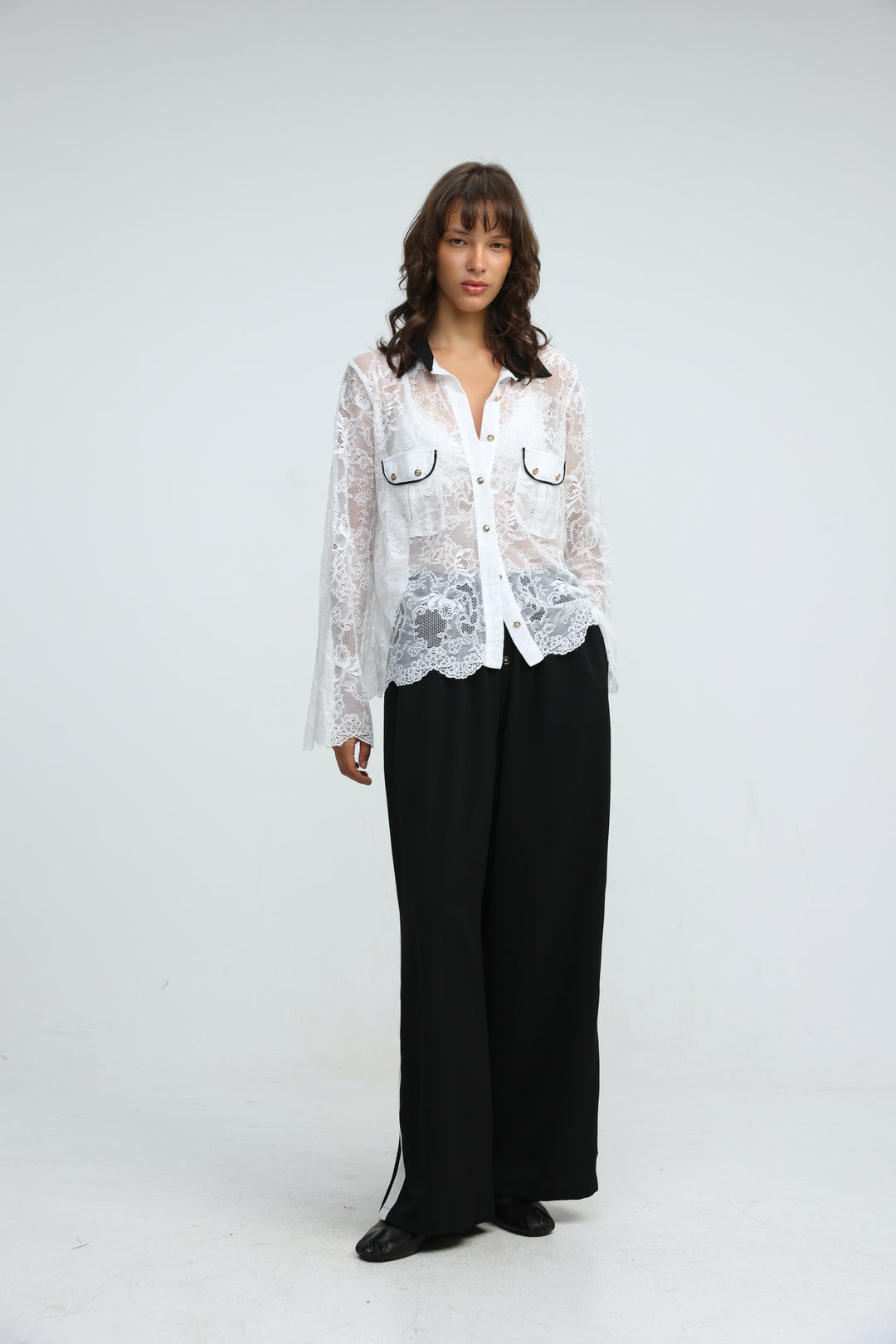 Lace Buttoned White Shirt