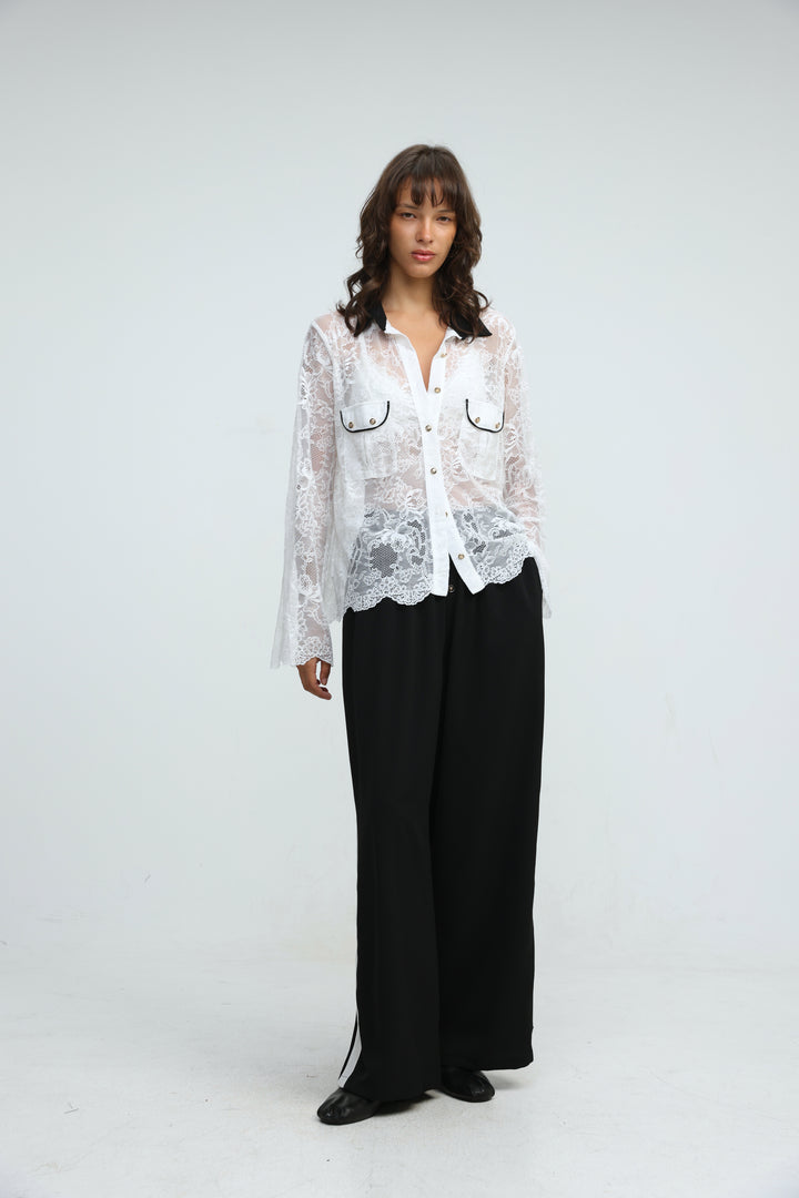 Lace Buttoned White Shirt