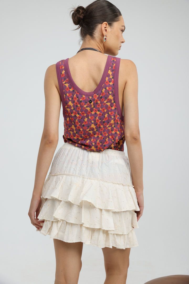 Cream Peplum Mini Skirt