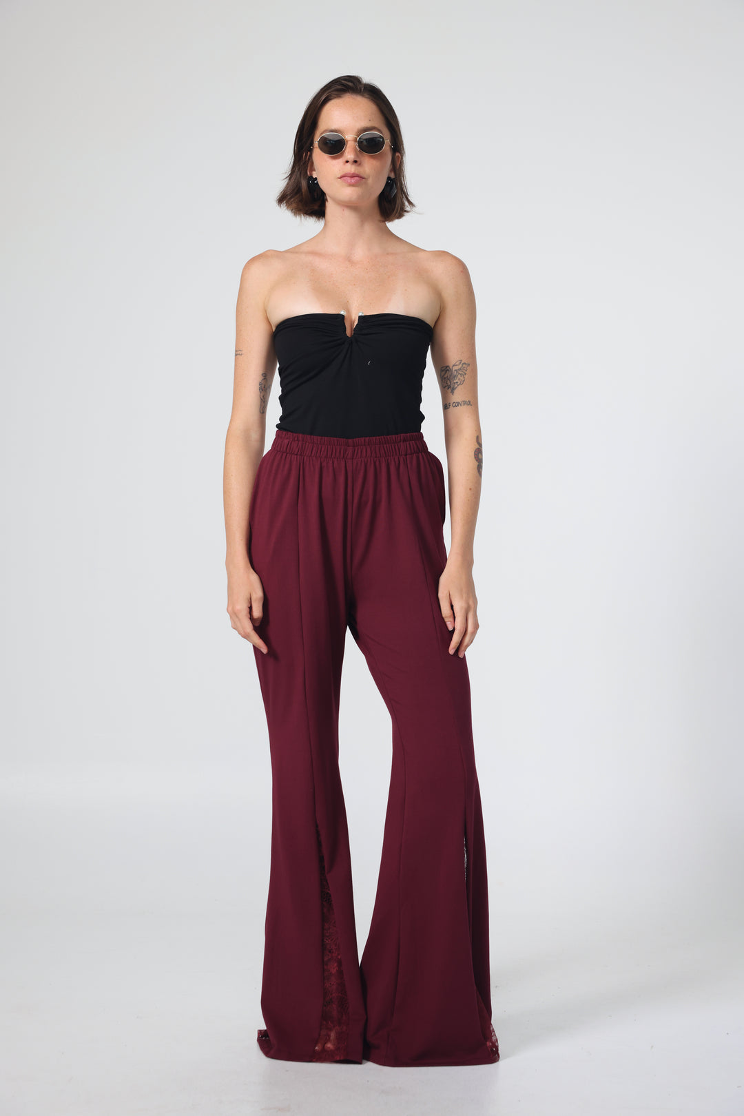 Pearls Black Strapless Top