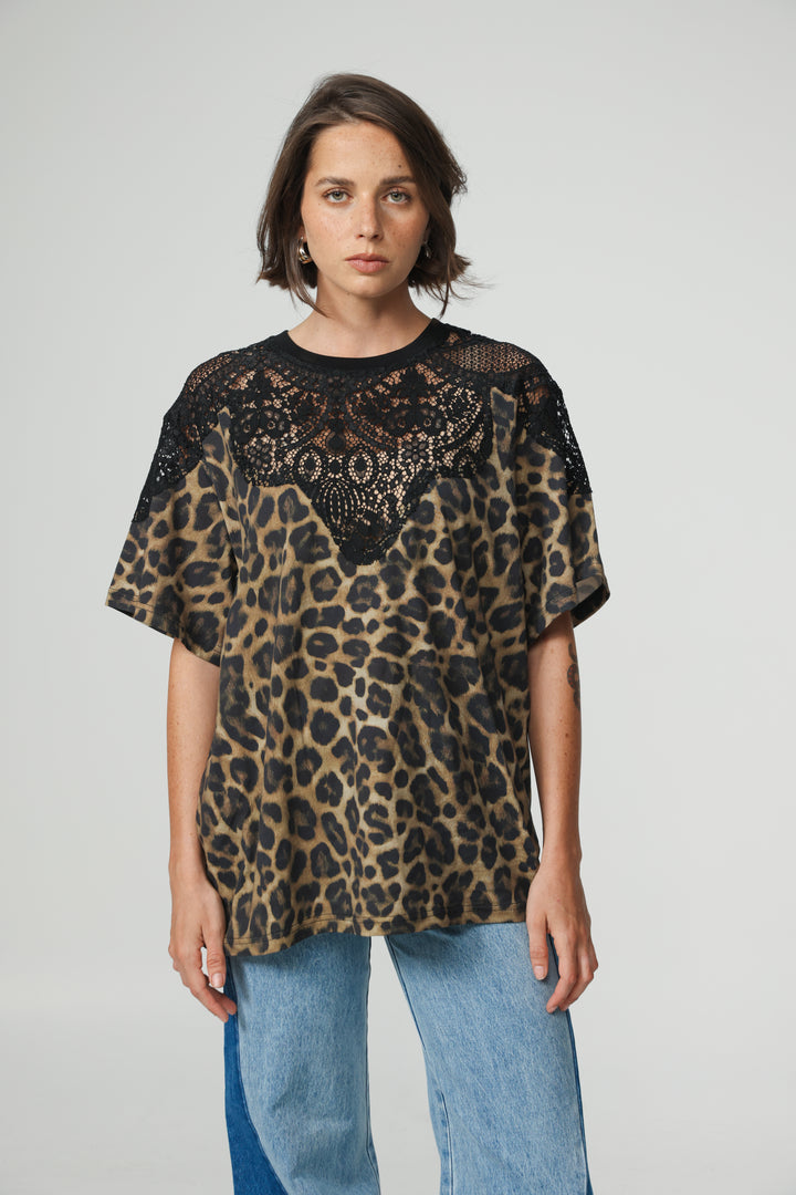 Lion Leopard Lace T-Shirt