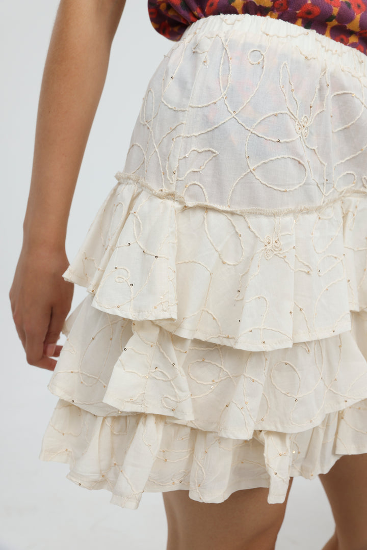 Cream Peplum Mini Skirt