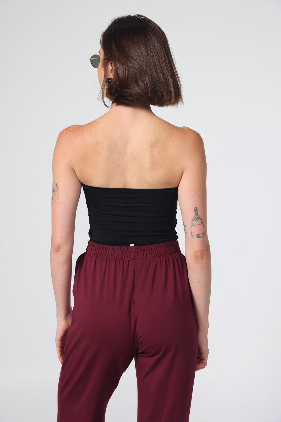 Pearls Black Strapless Top