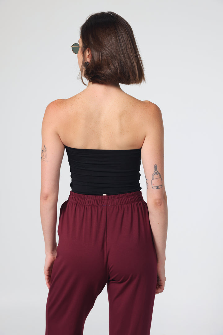Pearls Black Strapless Top