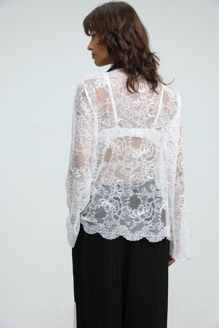 Lace Buttoned White Shirt