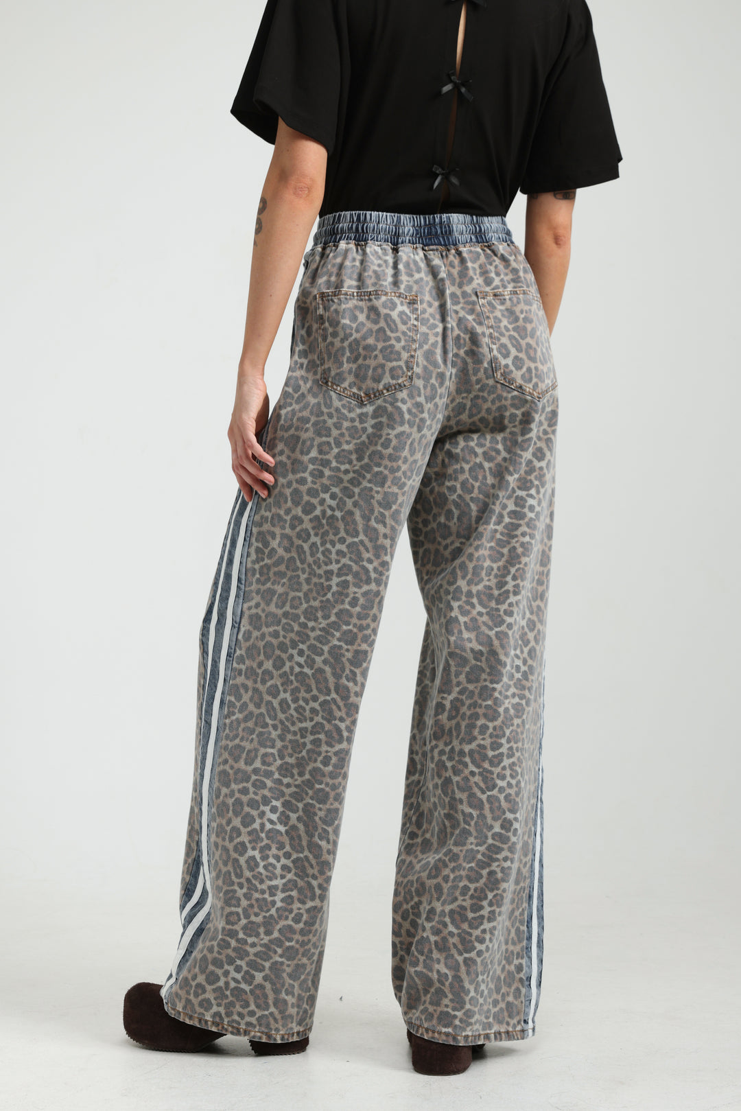 Mixed Leopard/Denim Joggers