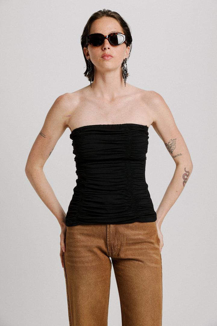Shore Black Strapless Top