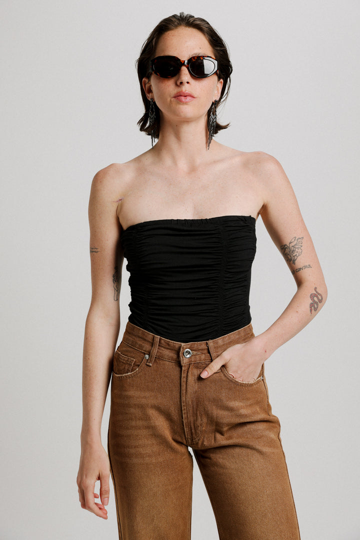 Shore Black Strapless Top