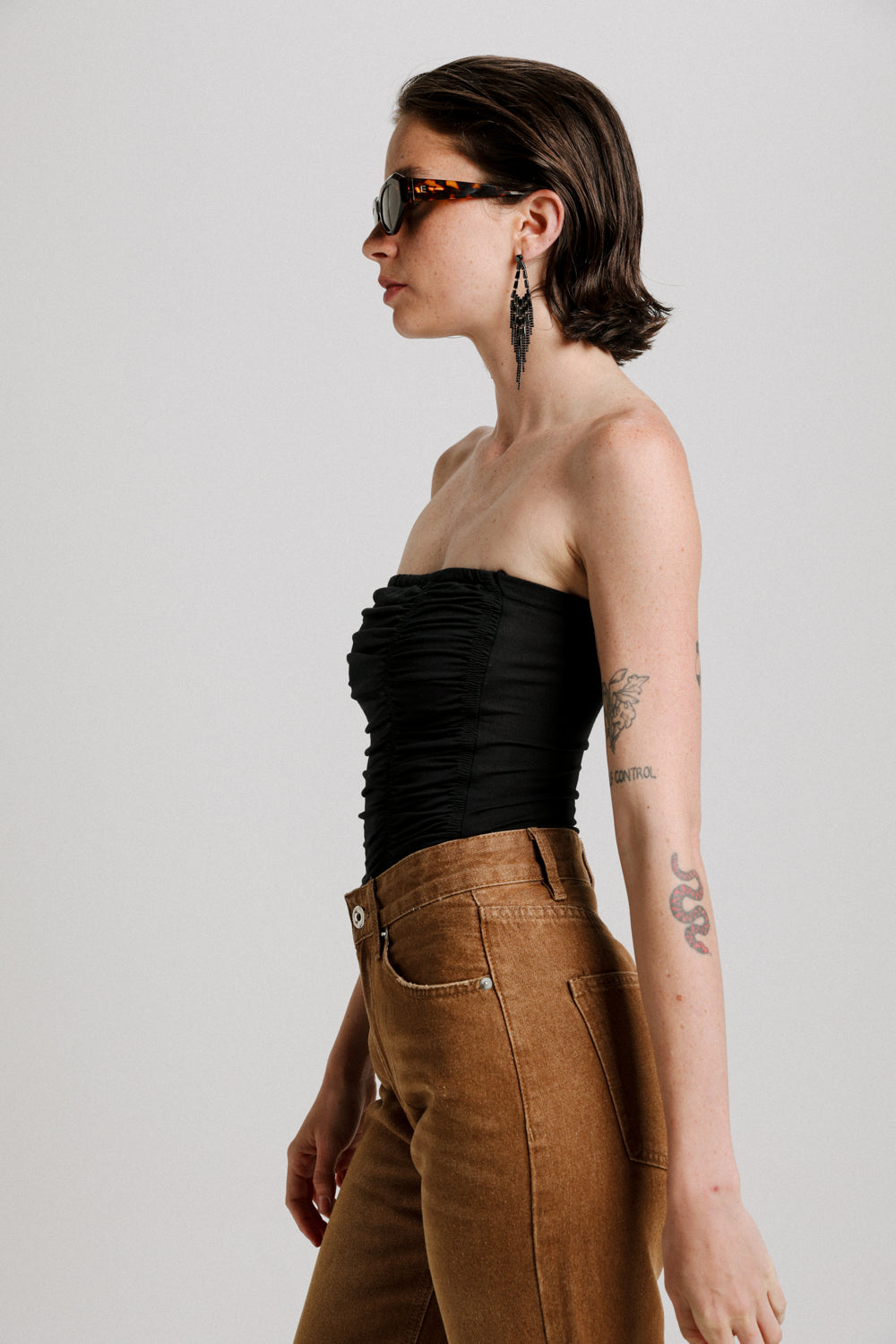 Shore Black Strapless Top
