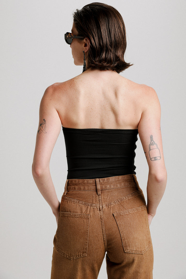 Shore Black Strapless Top