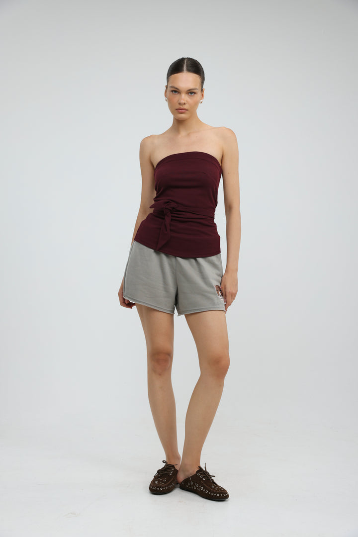 Willow Wine Strapless Top