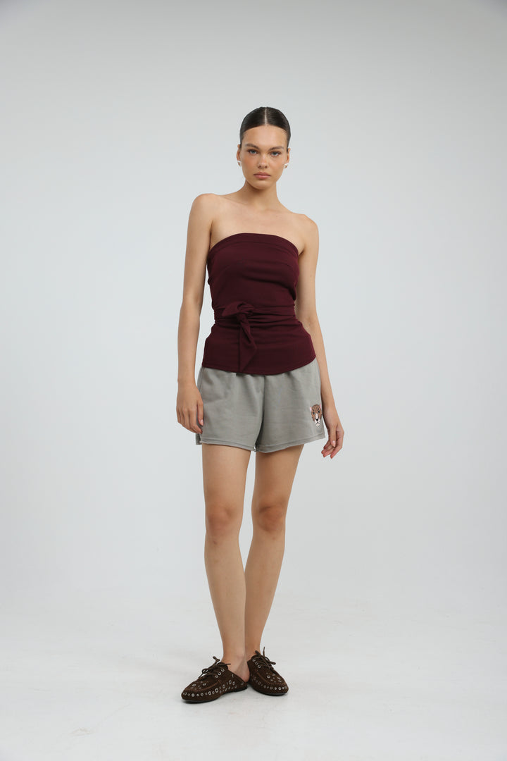Willow Wine Strapless Top