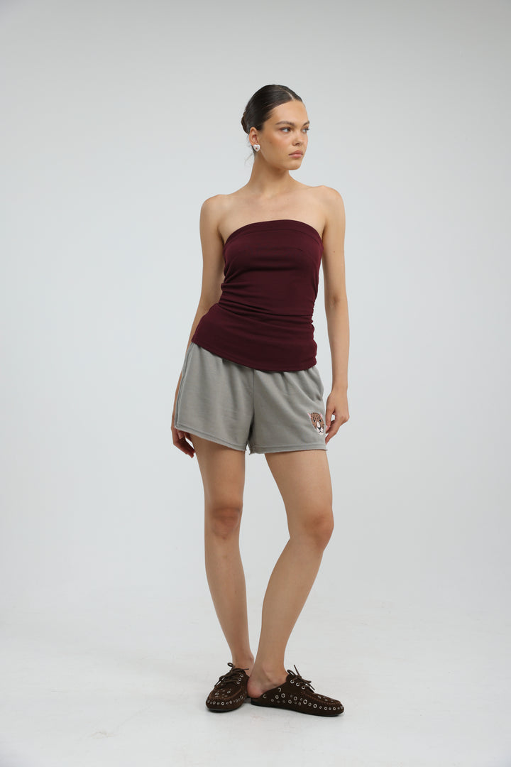 Willow Wine Strapless Top