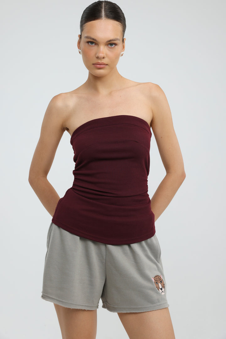 Willow Wine Strapless Top