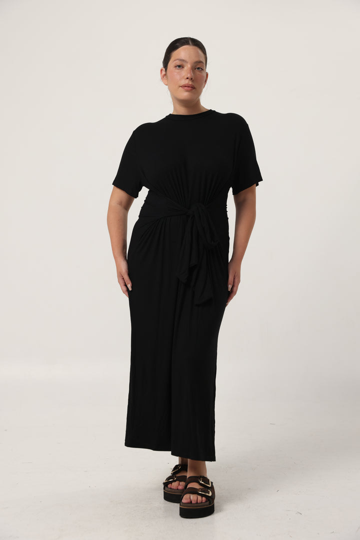 Tie Front Black Dress