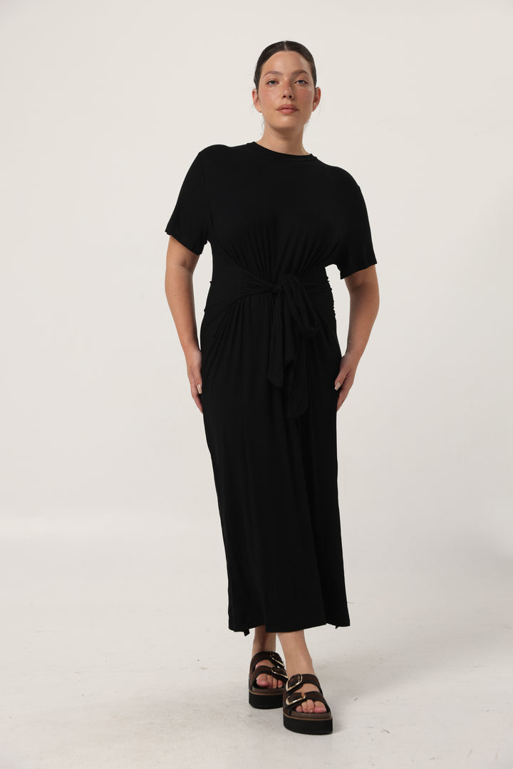Tie Front Black Dress