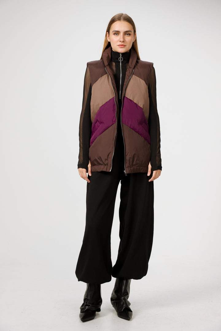 Quilted Panels Purple Vest