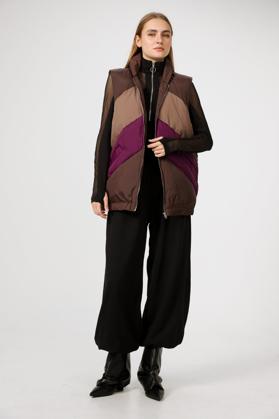 Quilted Panels Purple Vest