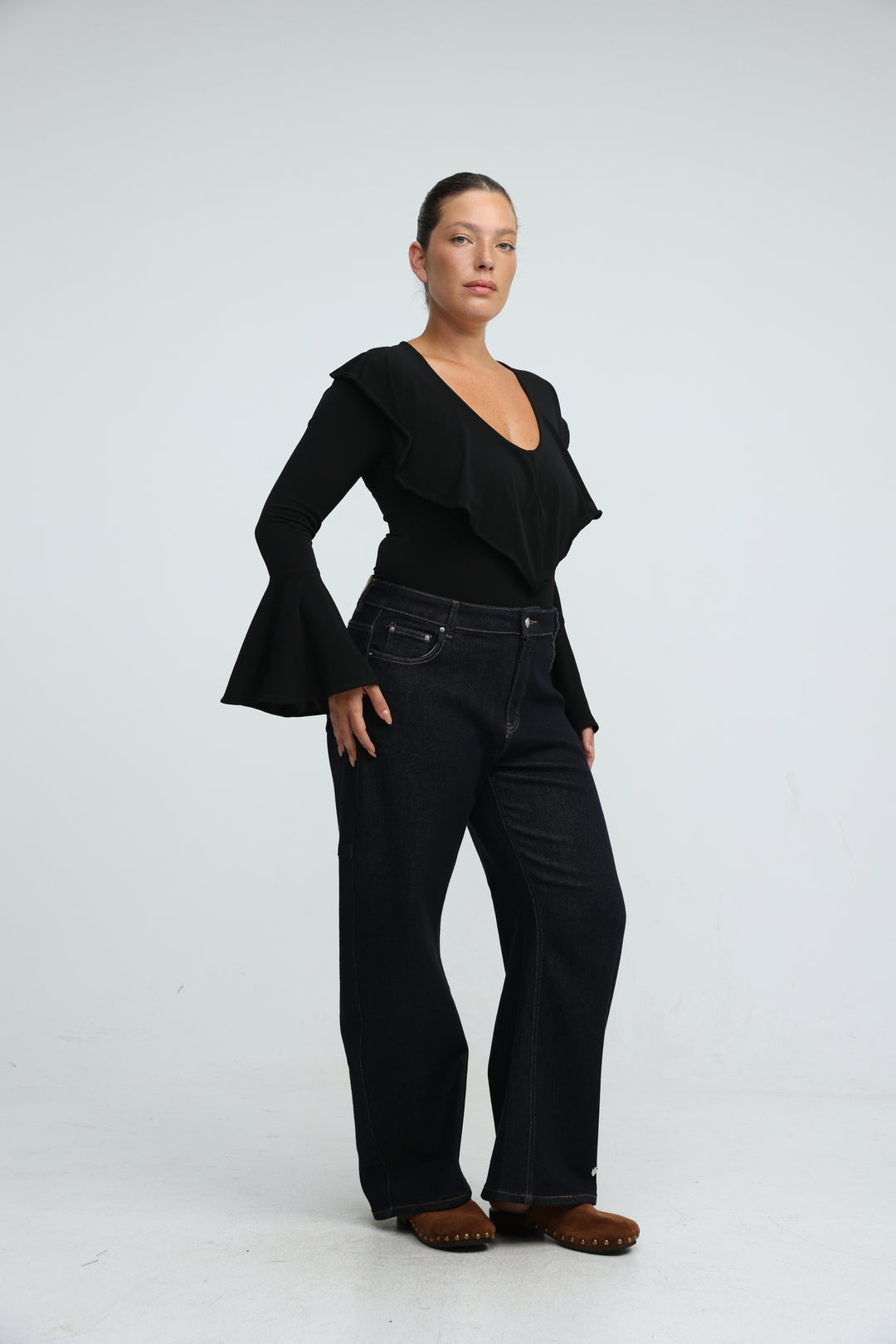 Overlap Black Bodysuit