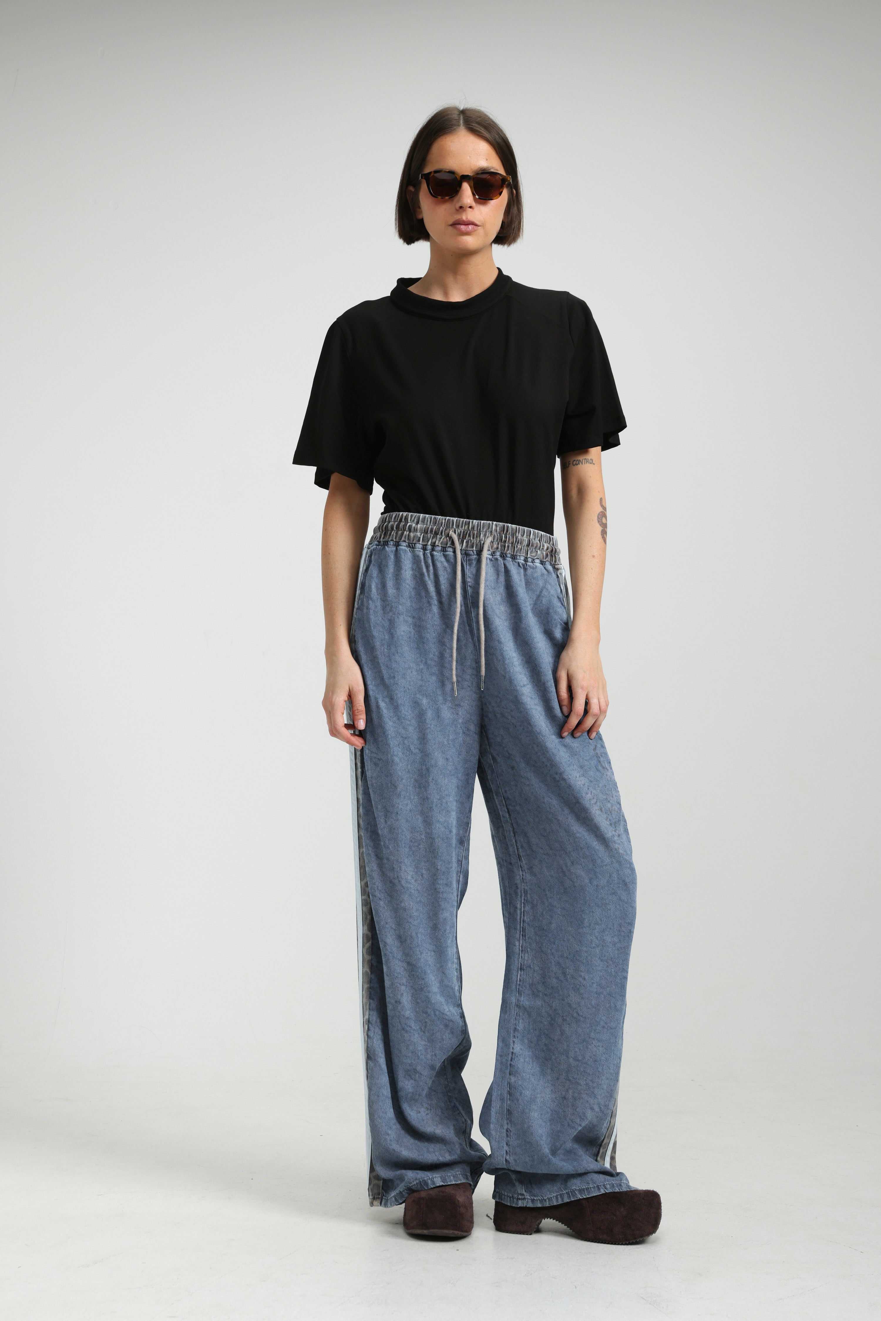Mixed Light Denim/Leopard Joggers – SEESTARZ