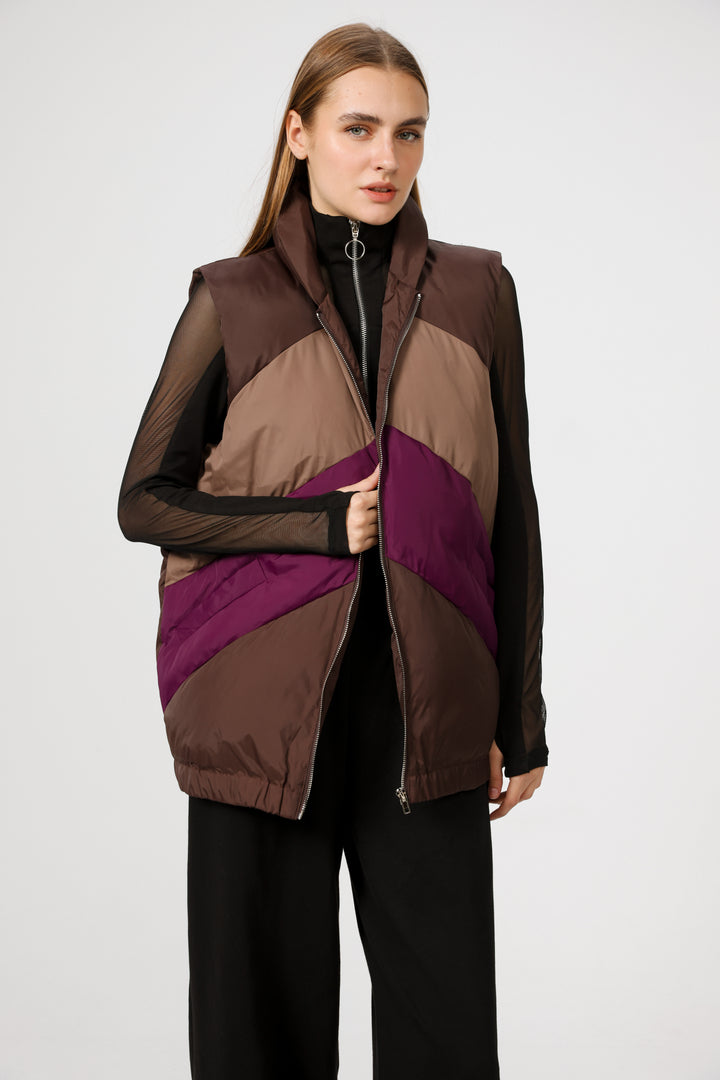 Quilted Panels Purple Vest
