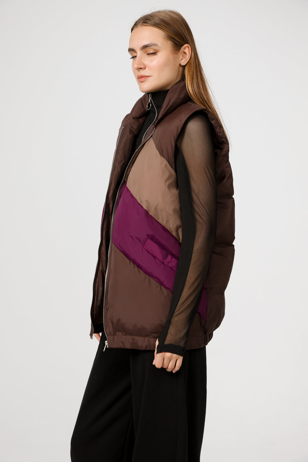 Quilted Panels Purple Vest