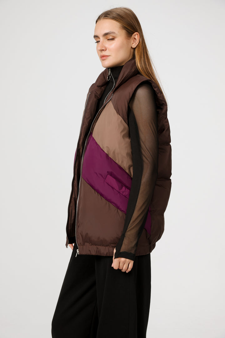 Quilted Panels Purple Vest
