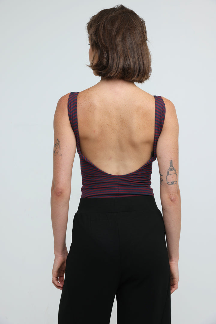 Crescent Wine Striped Bodysuit