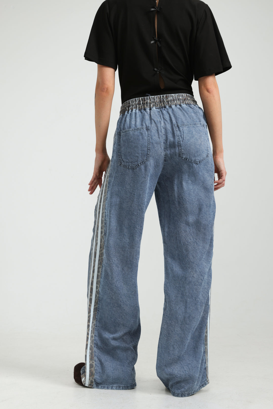 Mixed Light Denim/Leopard Joggers