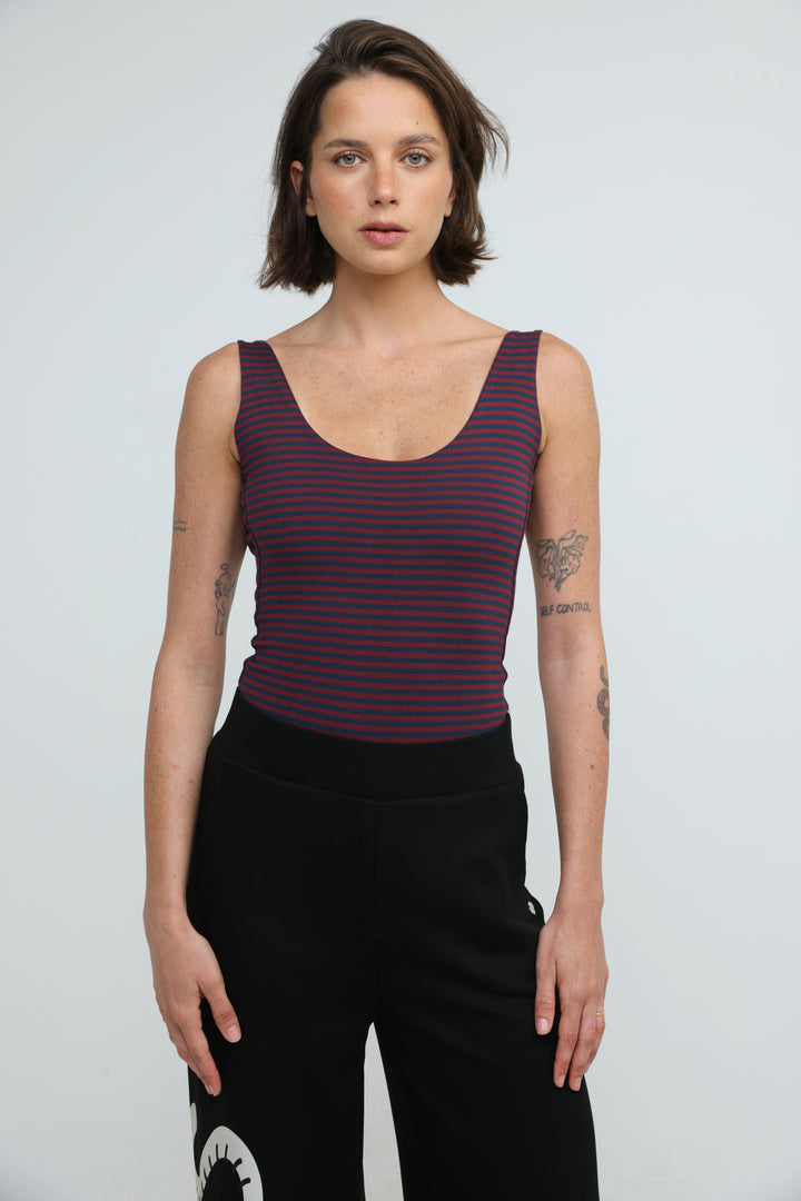 Crescent Wine Striped Bodysuit