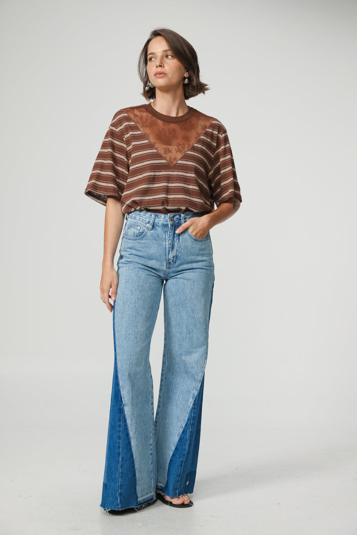 Way Brown Striped T-Shirt