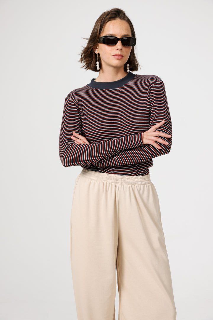 Rebasically Wine Striped Shirt