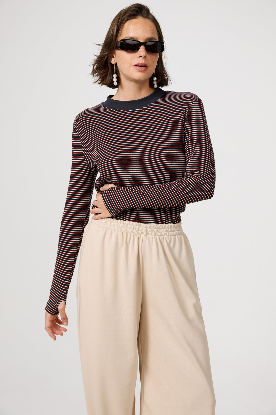 Rebasically Wine Striped Shirt
