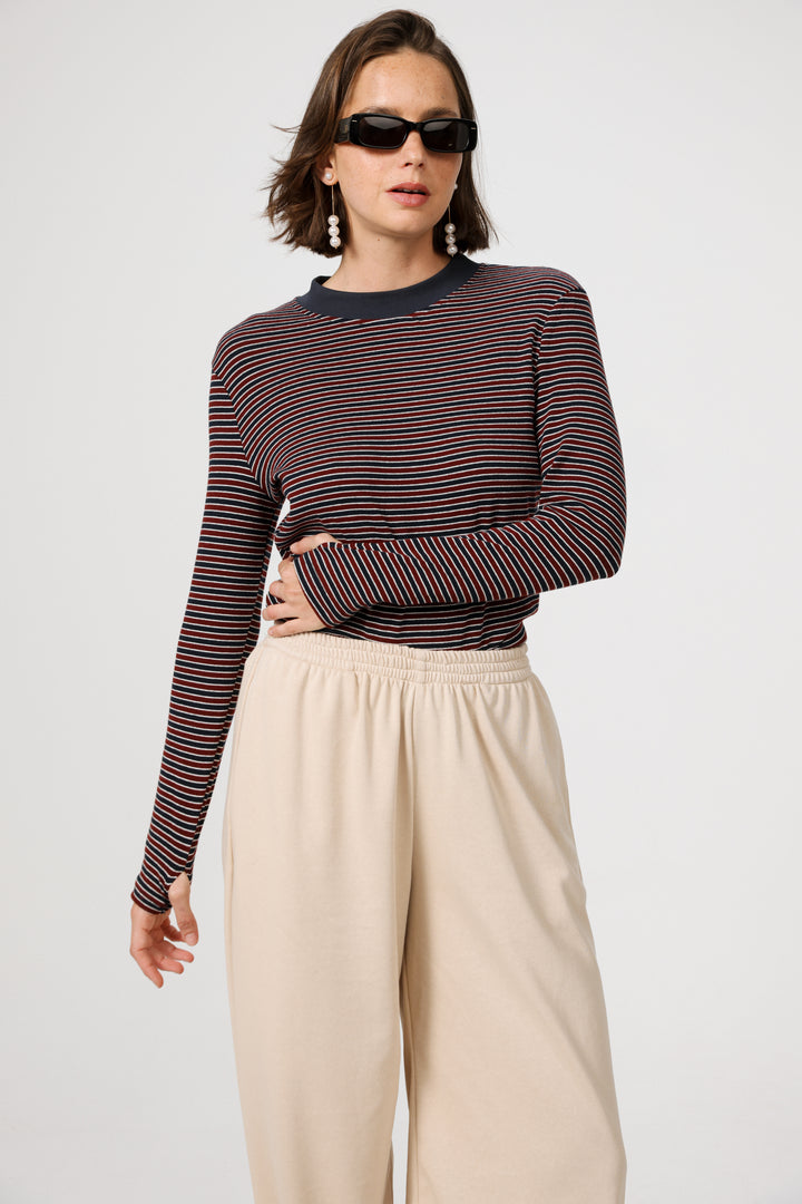 Rebasically Wine Striped Shirt