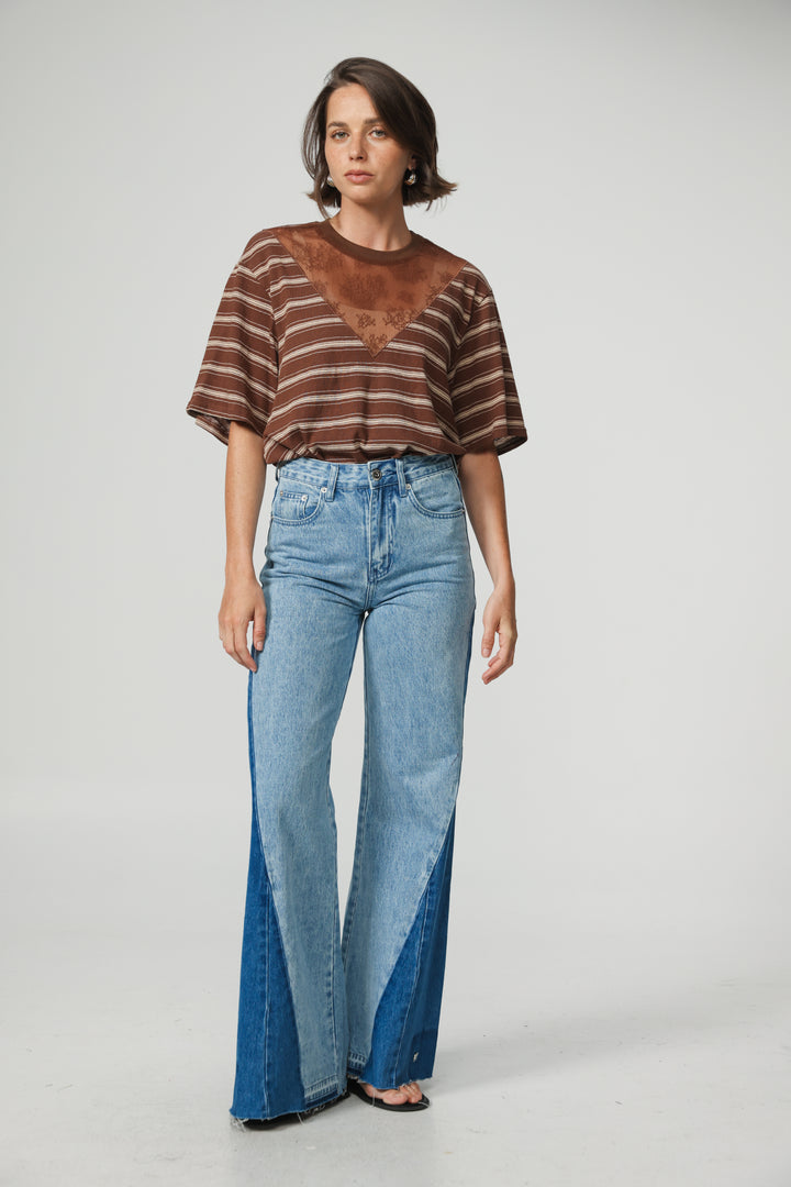 Way Brown Striped T-Shirt
