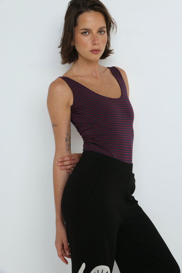 Crescent Wine Striped Bodysuit