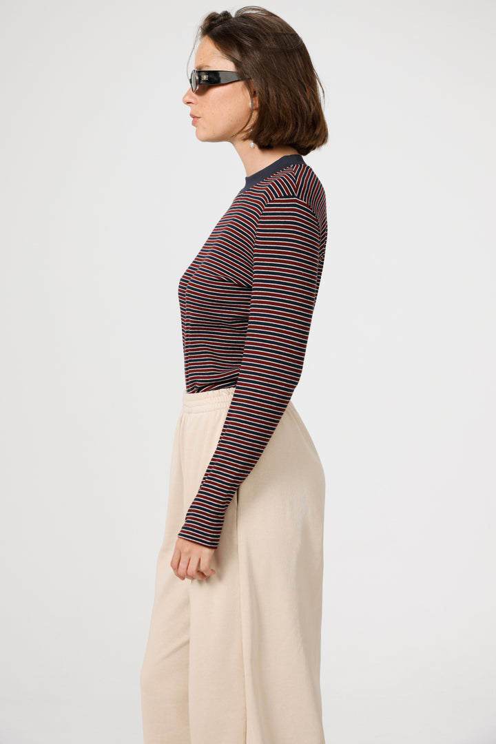 Rebasically Wine Striped Shirt