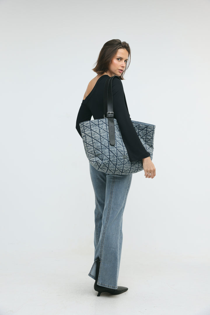 Quilted Denim Blue Bag