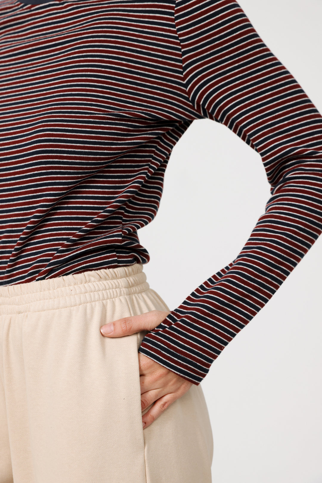 Rebasically Wine Striped Shirt
