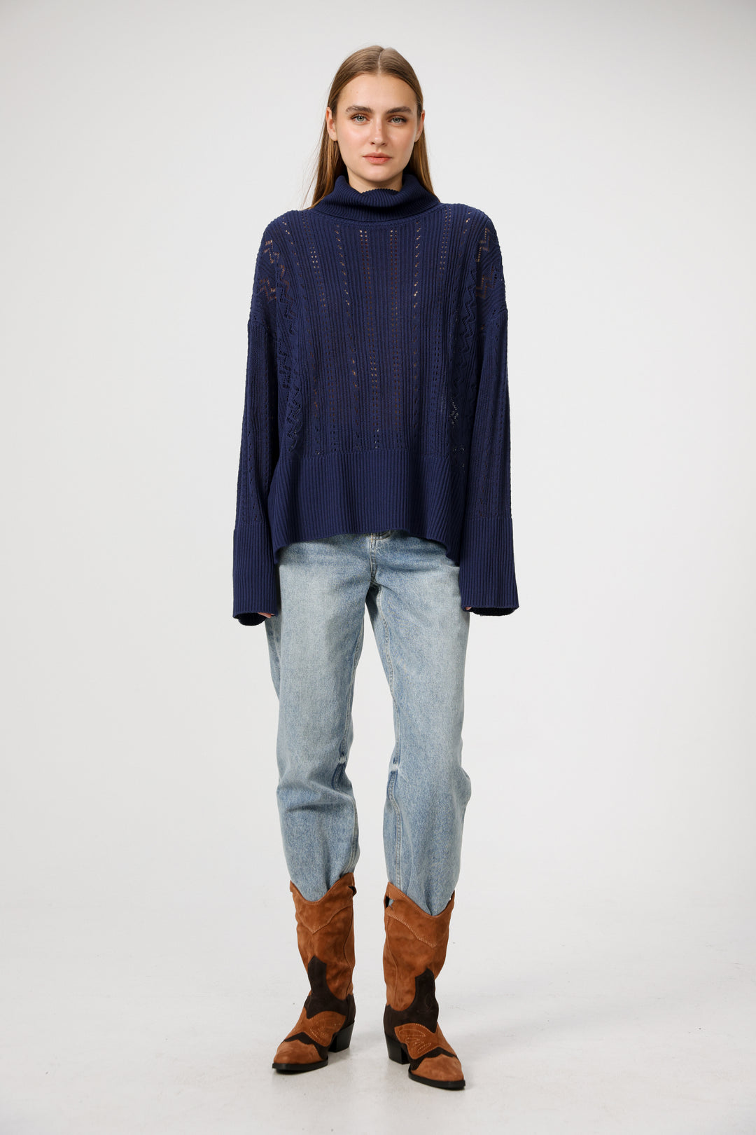 Still Navy Jumper סוודר סריג כחול נייבי