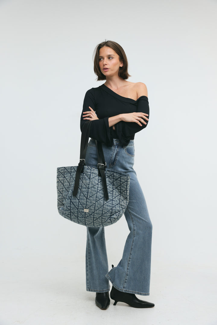 Quilted Denim Blue Bag