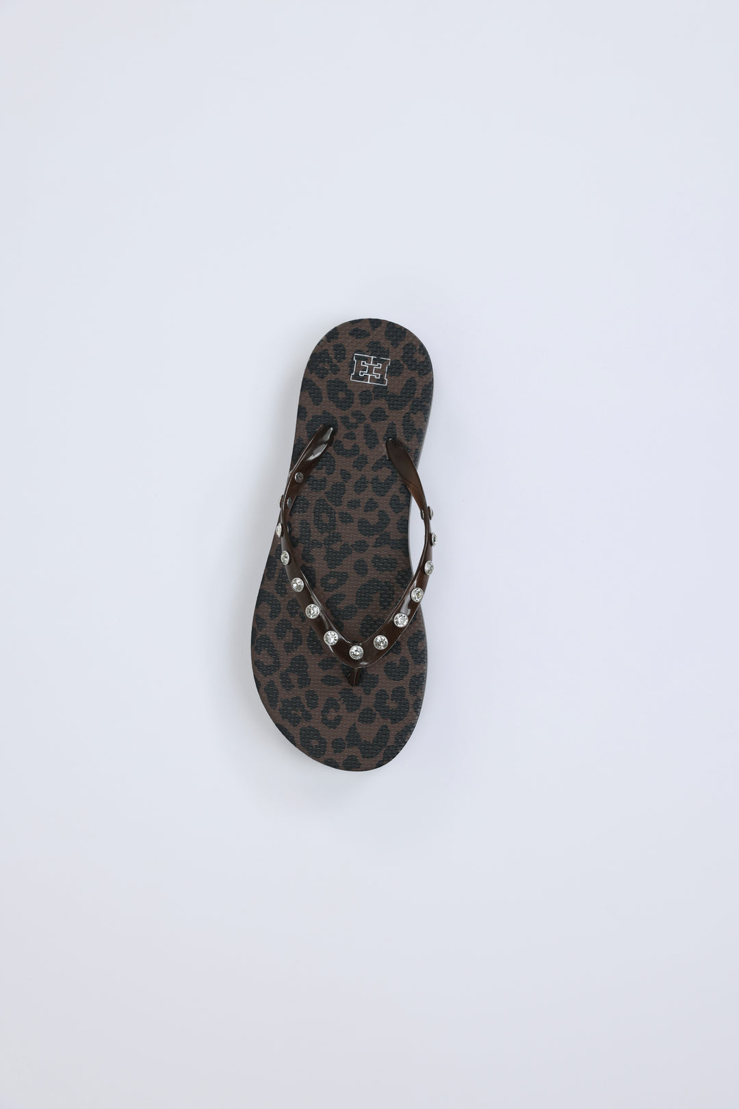Leopard/Brown Studs Platform Flip Flops