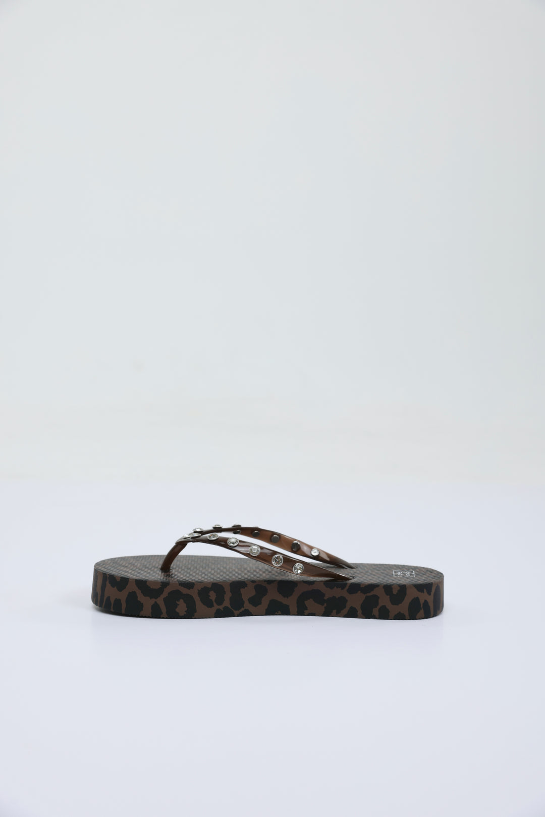 Leopard/Brown Studs Platform Flip Flops