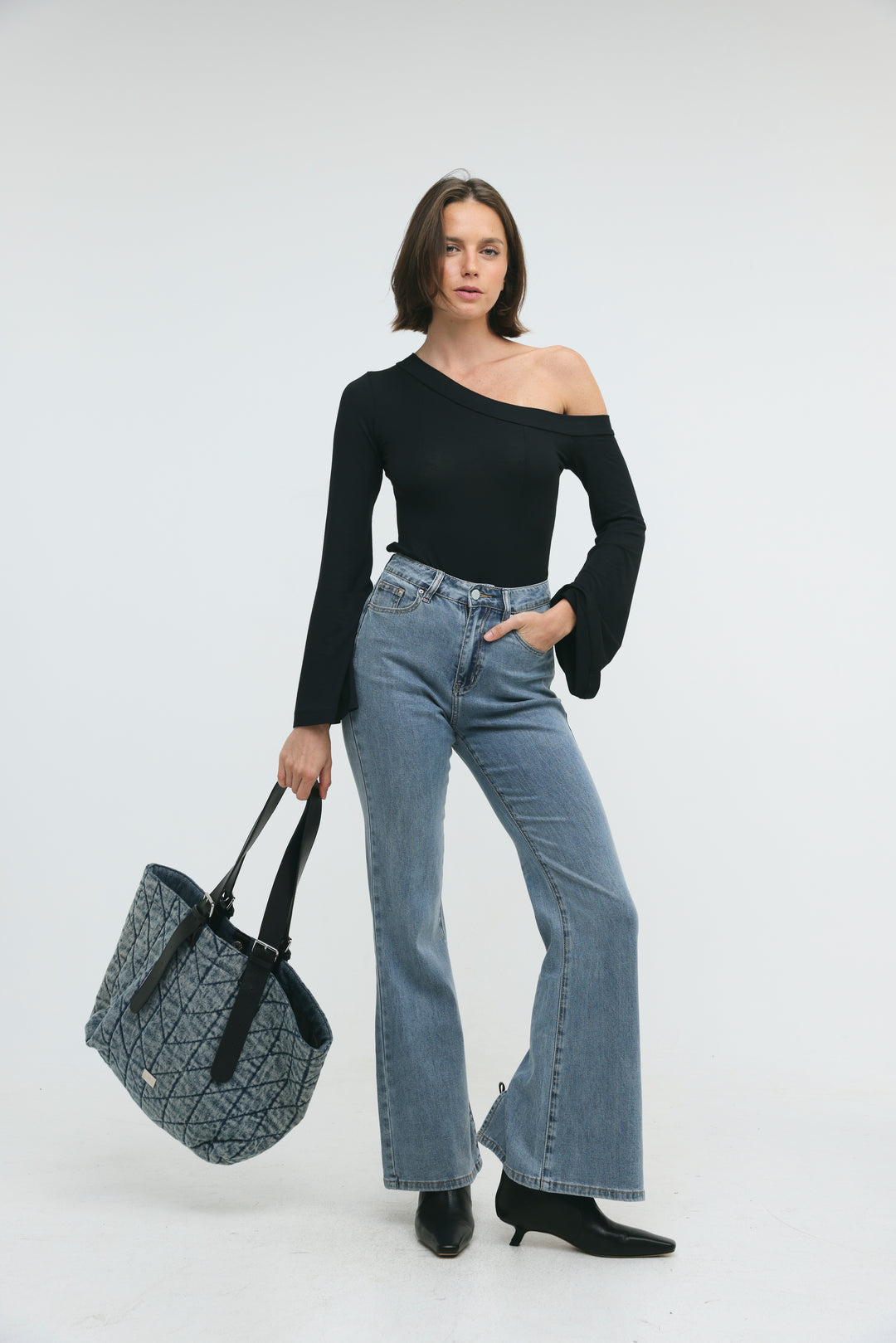 Quilted Denim Blue Bag
