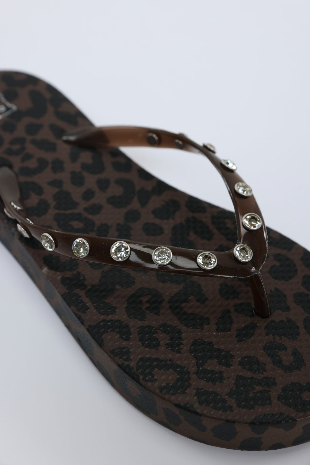 Leopard/Brown Studs Platform Flip Flops