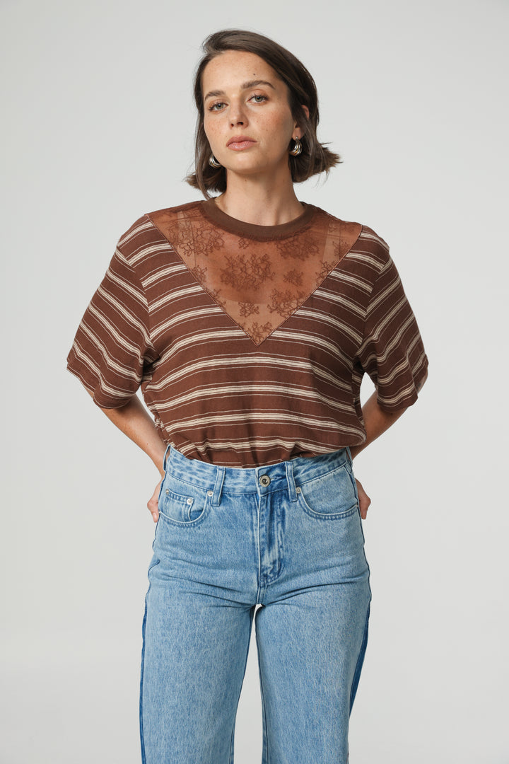 Way Brown Striped T-Shirt