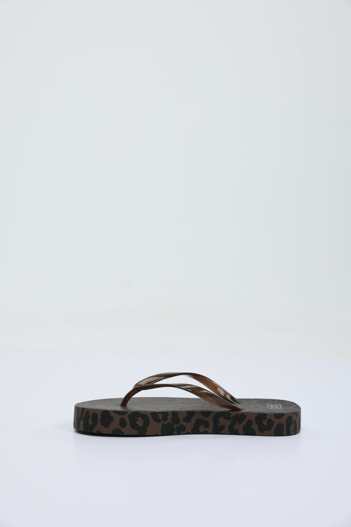 Leopard/Brown Platform Flip Flops
