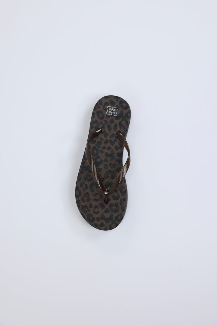 Leopard/Brown Platform Flip Flops